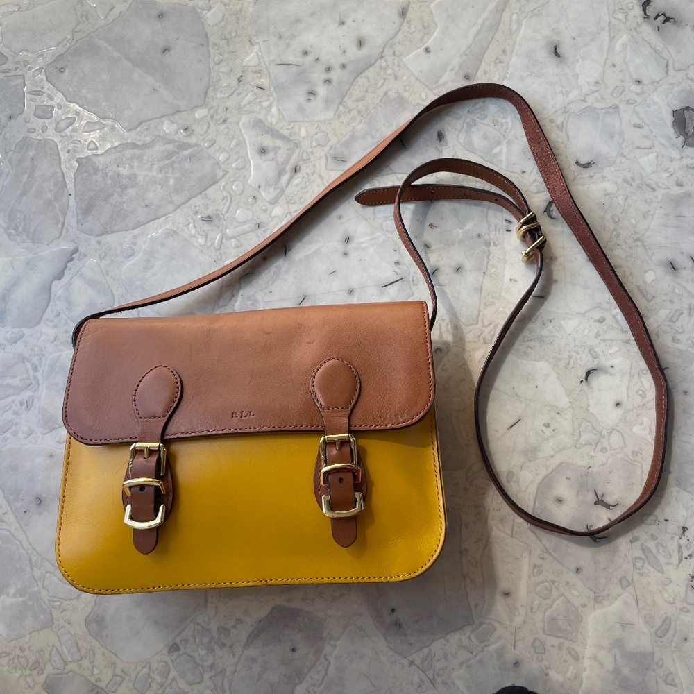 Ralph Lauren Brown and Yellow Crossbody Satchel